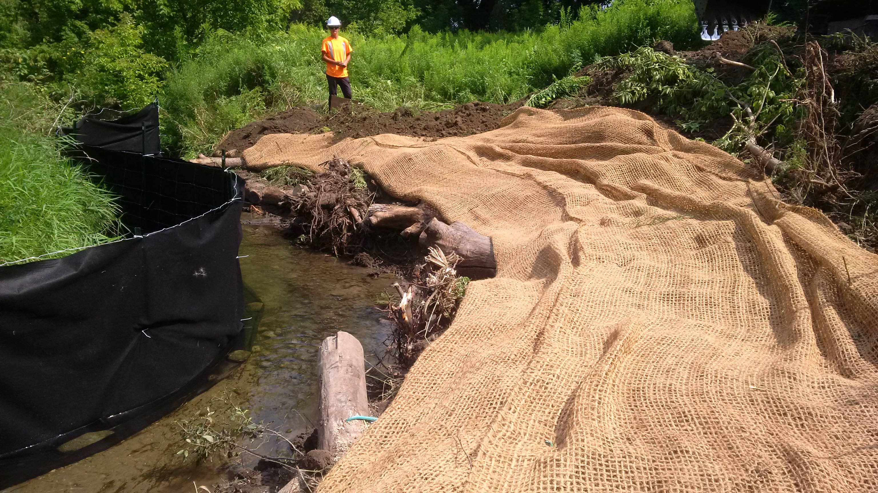 Riparian work along a stream