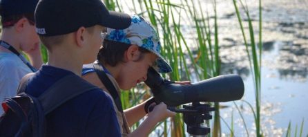 students use telescope to view wildlife at Tommy Thompson Park