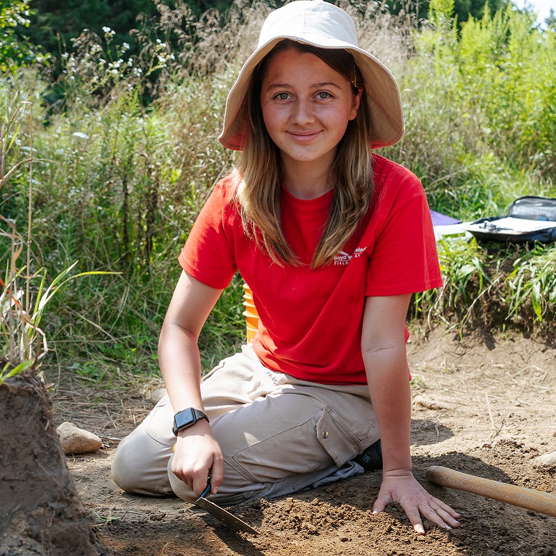 high school student takes part in Boyd Archaeological Field School project