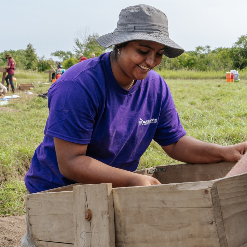 high school student takes part in Boyd Archaeological Field School project