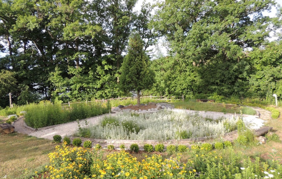 the medicine wheel garden at Heart Lake Conservation Park on a summer day