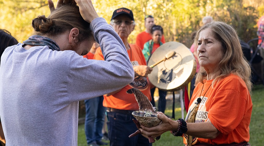 National Day for Truth and Reconciliation ceremony at the Medicine Wheel Garden at Heart Lake Conservation Park